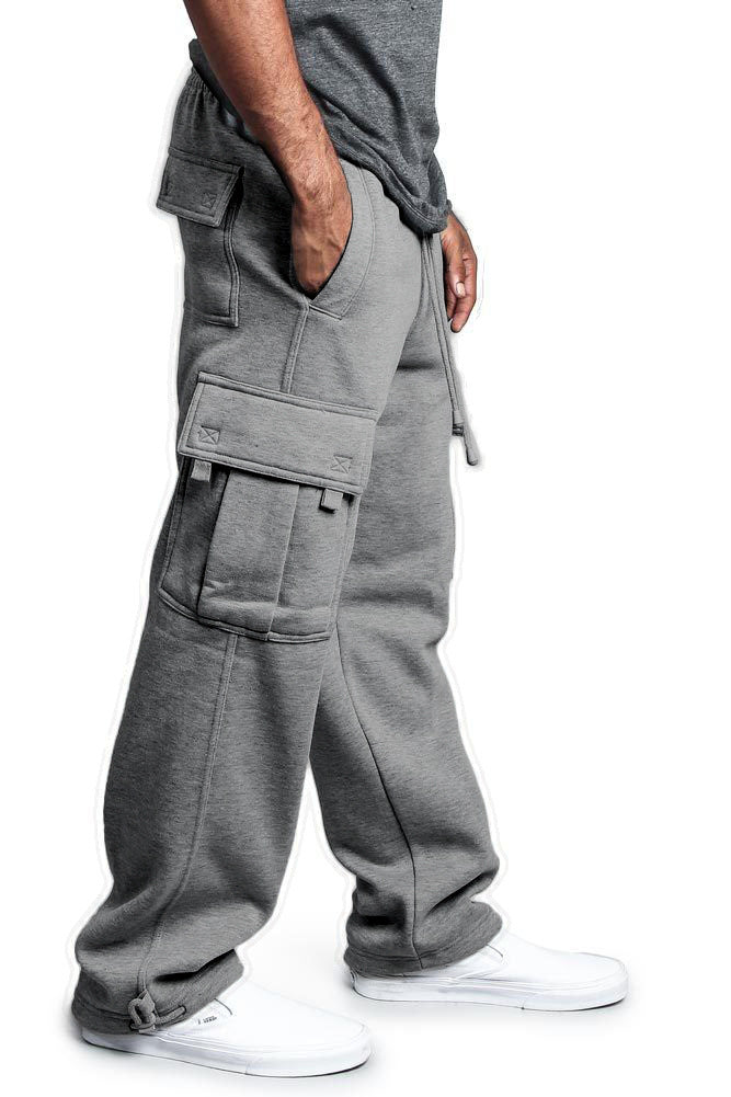 Casual multi-pocket loose straight-leg overalls