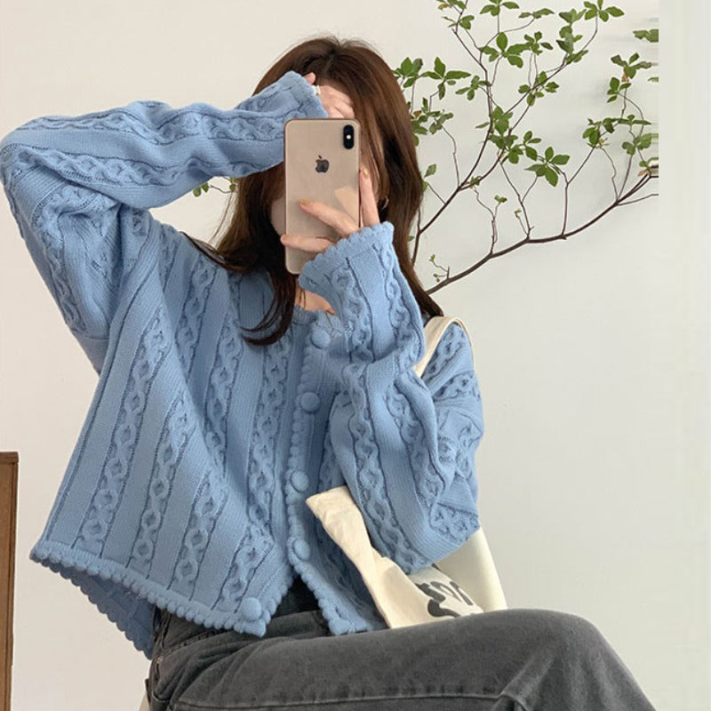 Milk Blue Sweater Women''s Lazy Cardigan Coat Gentle Wind