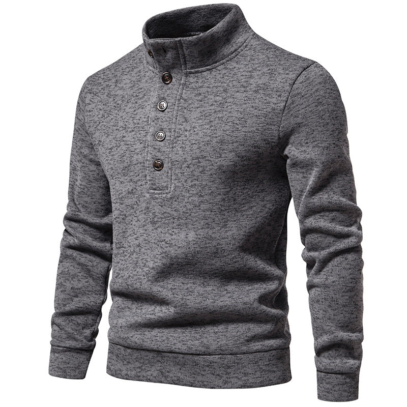 Men's Turtleneck Buttons Pullover Casual Loose