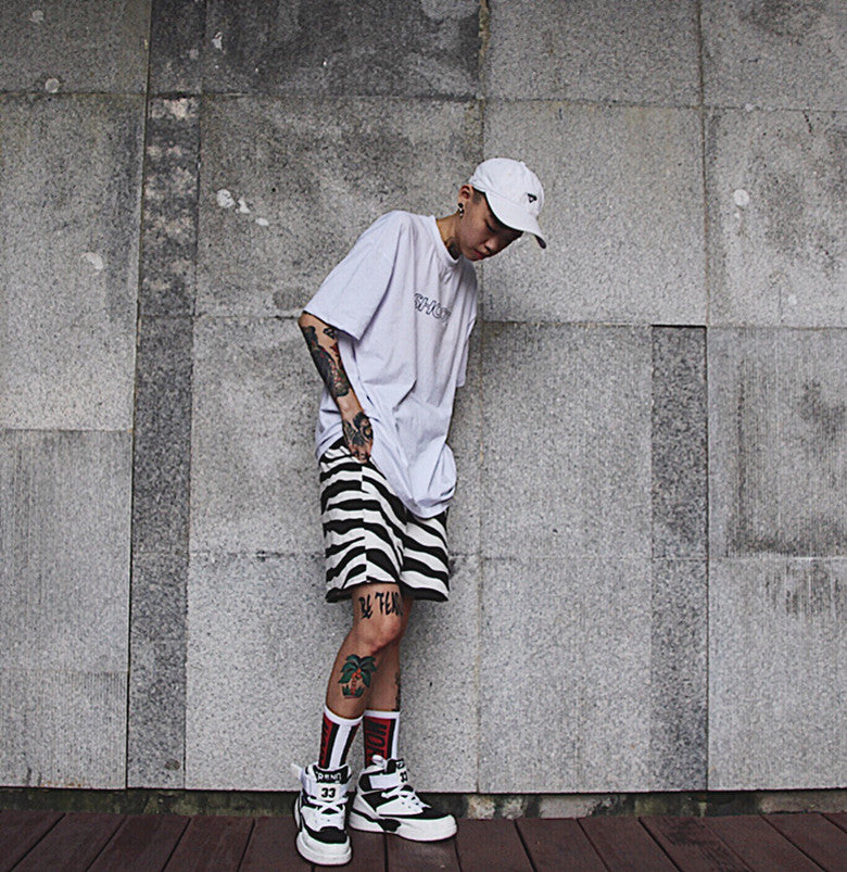 Vintage zebra hip-hop shorts