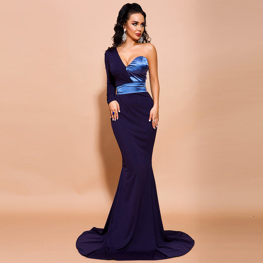 Matching color long dinner party dress