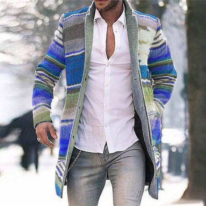 Mid-length Cardigan Casual Trench Coat Men