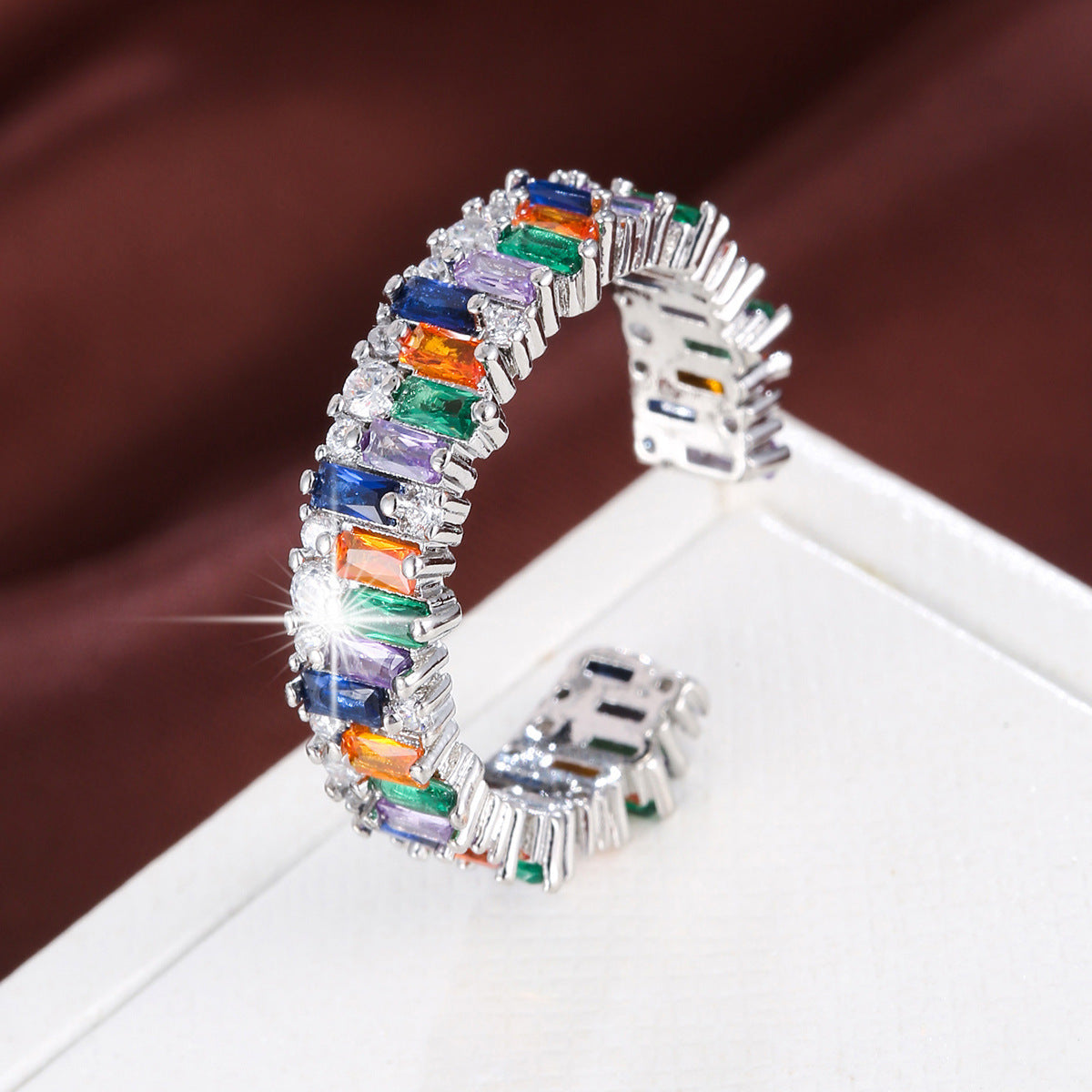 Simple Women's Geometric Zircon Ring