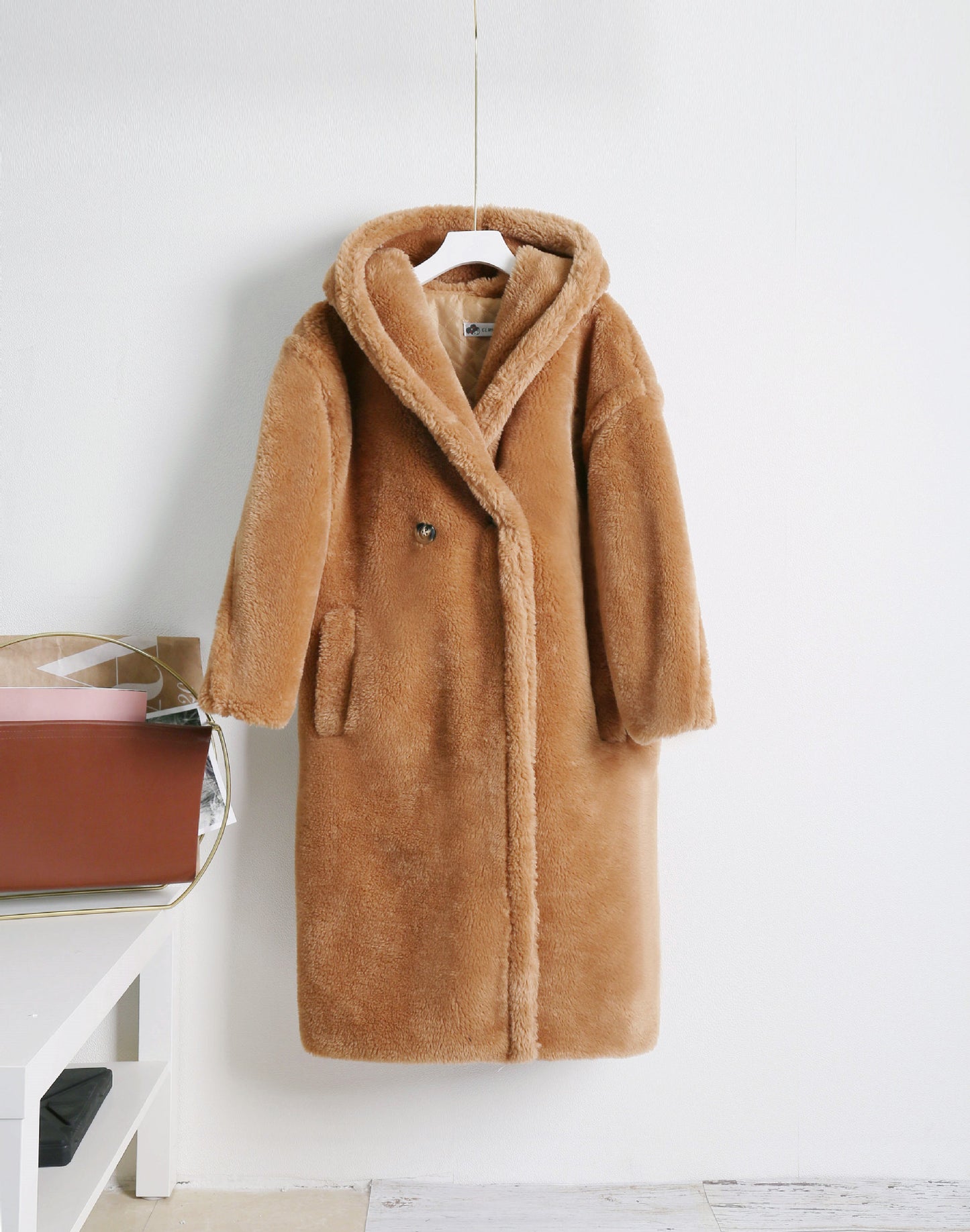 Teddy bear cashmere coat women