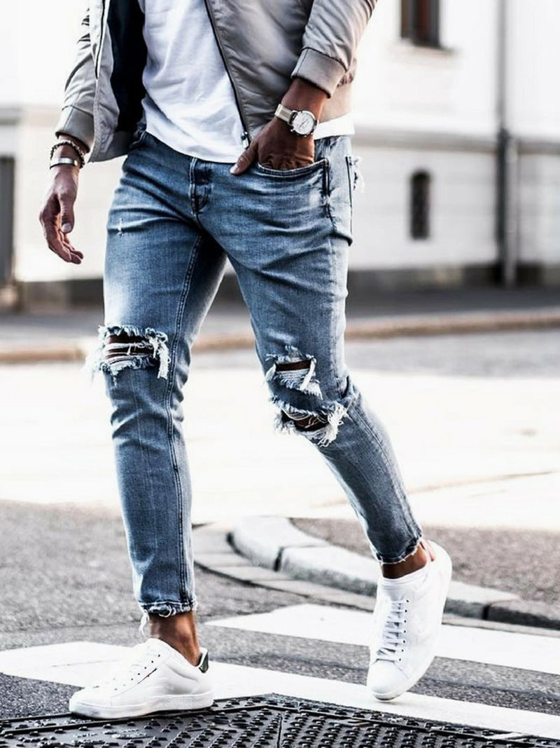 Men's jeans new hole pants trousers