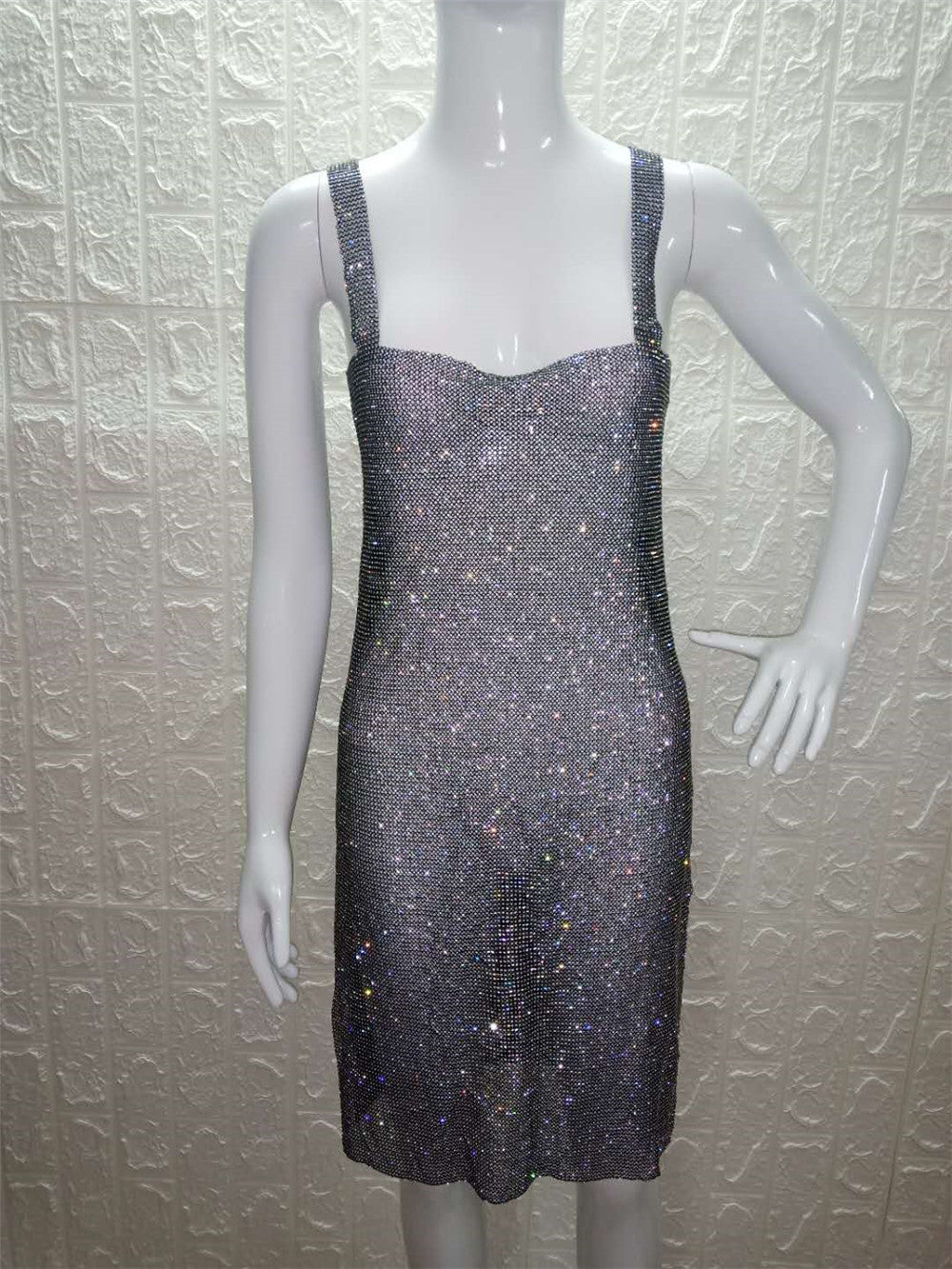 Metal mesh diamond dress