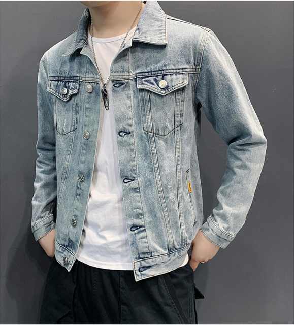 Men jean Jacket Hole Retro fashion spring autumn