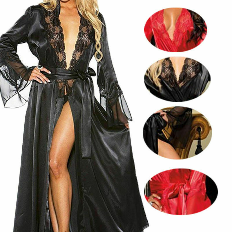 Women Sexy Lingerie Bathrobe Glossy Big Yards Dress