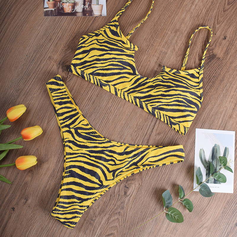 Tube top tiger print women's swimwear