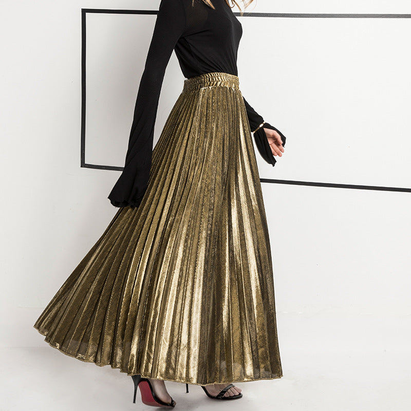 New Pleated Skirt Long Skirt