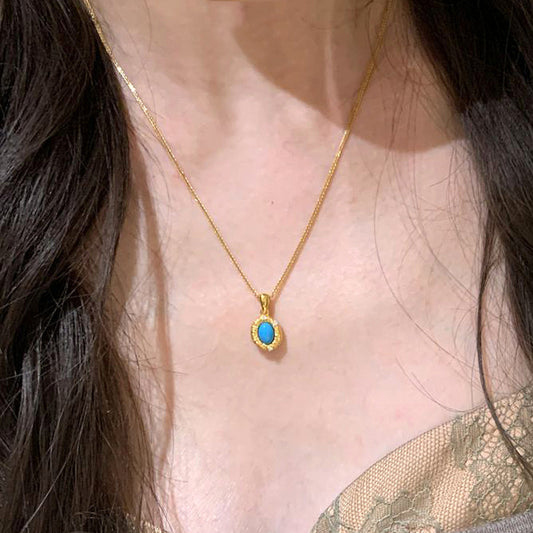 Retro Turquoise Necklace Shining Stars Blue Green Pine Hanging