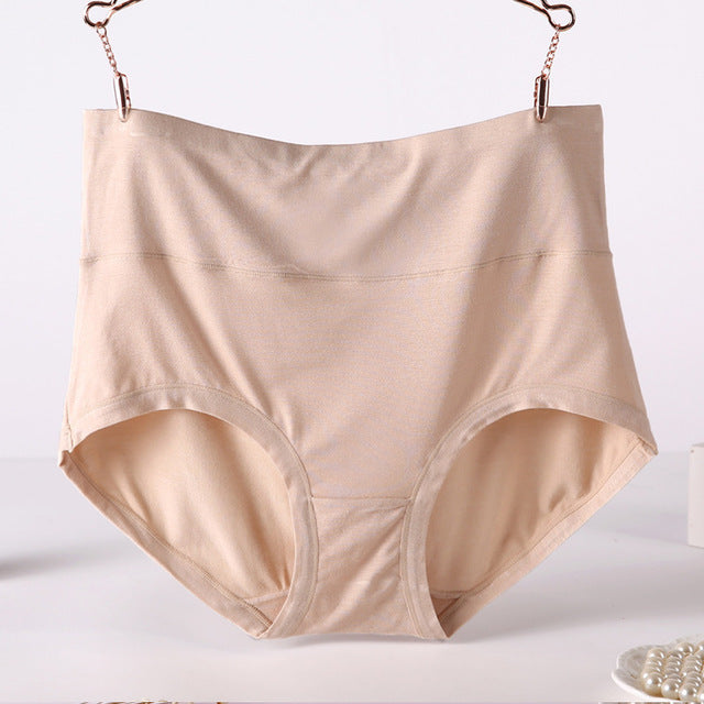 Women Underwear Soft Viscose Solid Color High Waist Panties 4pcs A Lot