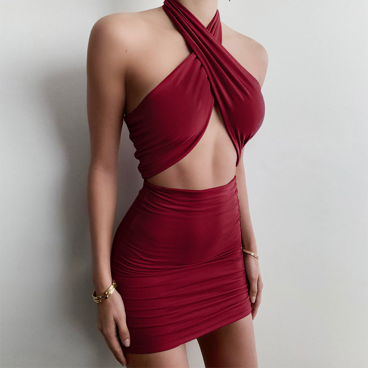 Summer new cross halter dress halter