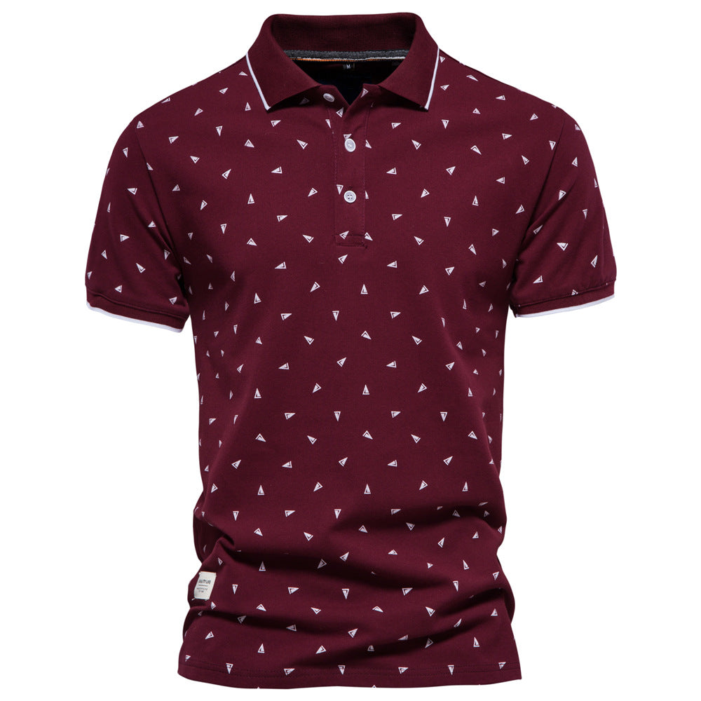 Men's Fashion Printed Short-sleeved Top Polo Shirt