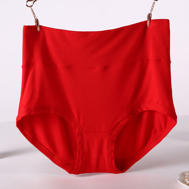 Women Underwear Soft Viscose Solid Color High Waist Panties 4pcs A Lot