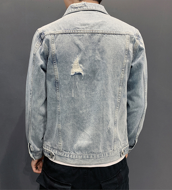 Men jean Jacket Hole Retro fashion spring autumn