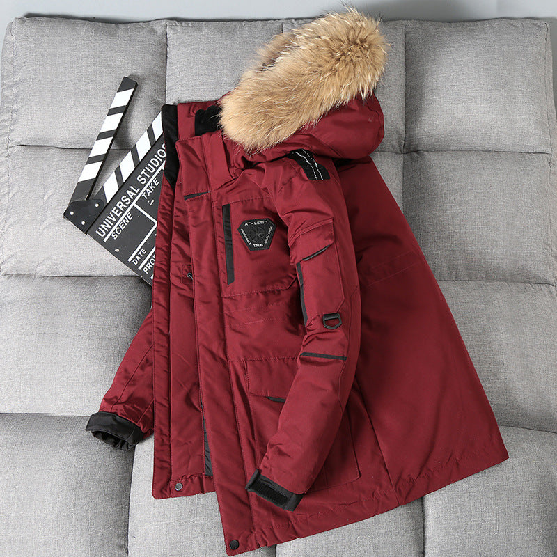 Outdoor men and women mid-length loose couple custom thick coat