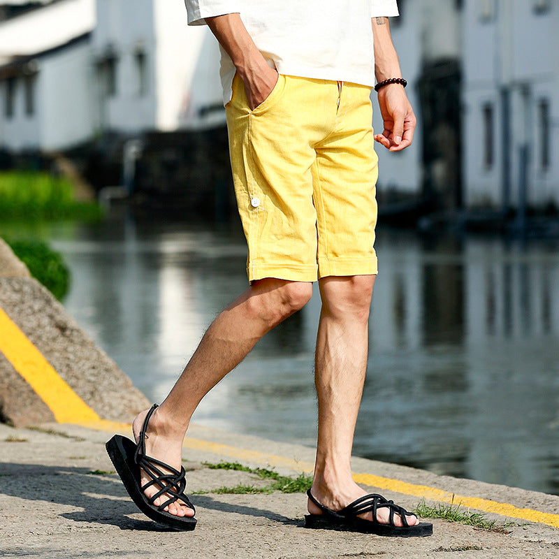 New linen shorts men