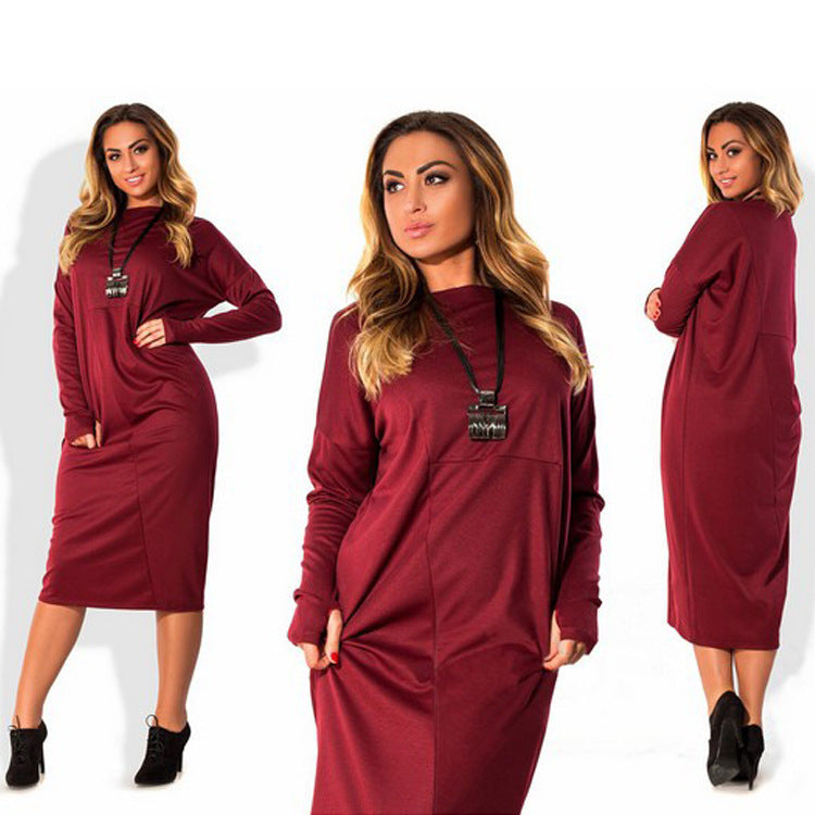 Plus size women's long sleeve dress