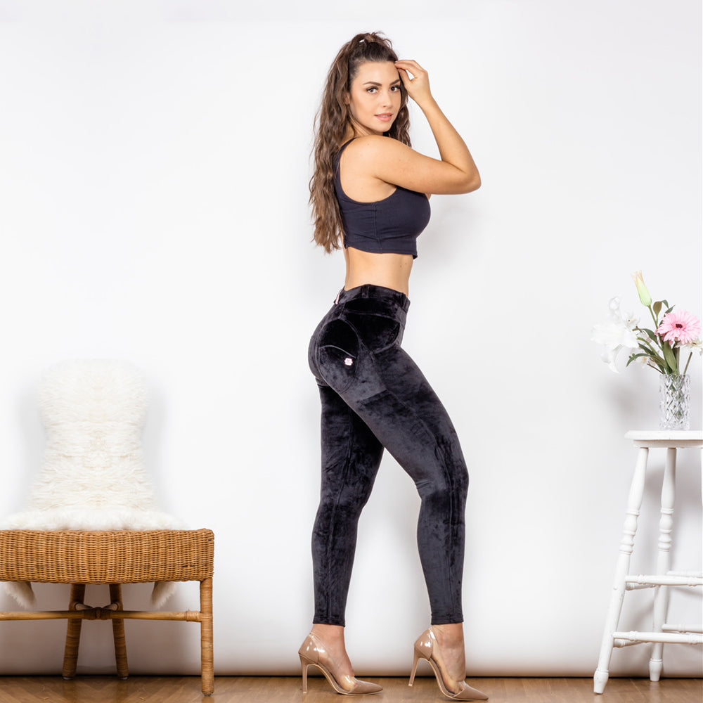 Shascullfites Melody push up black velvet pants women warm chenille track pants for winter butt lift suede flannel pants women