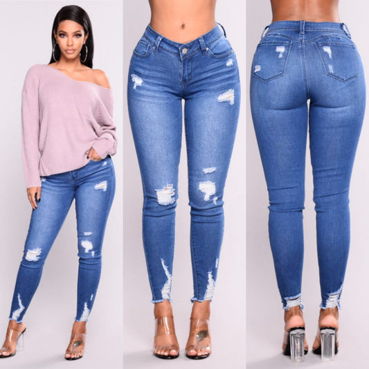 High waist stretch slim pencil feet pants