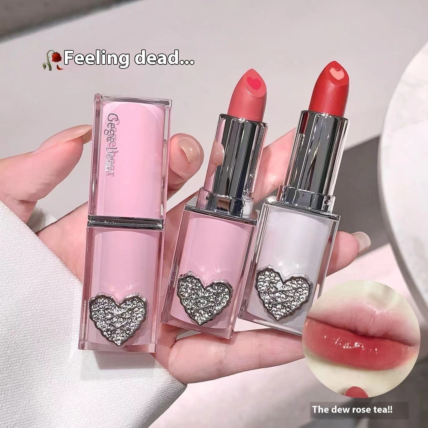 Crystal Transparent Runcai Sandwich Lipstick Glossy Mirror