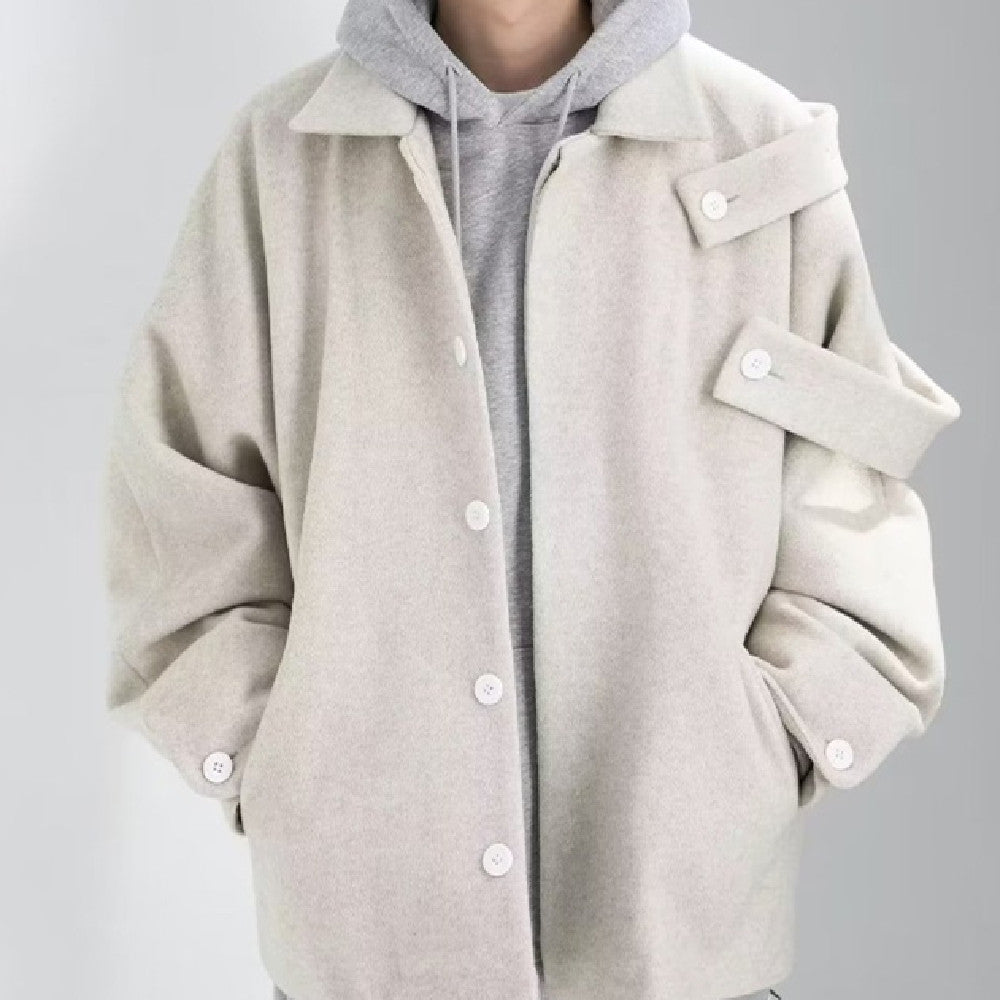 Autumn And Winter Woolen Coat Design Sense Niche Strap Trench Coat