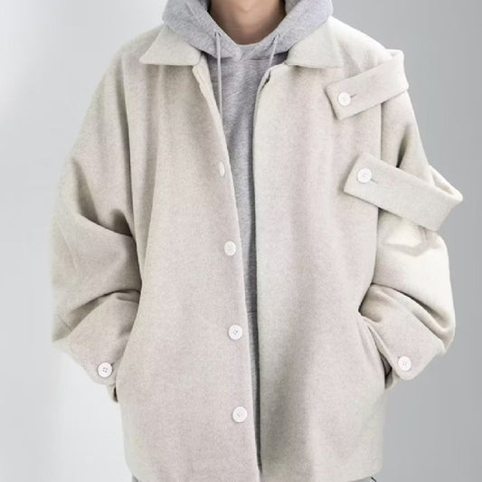 Autumn And Winter Woolen Coat Design Sense Niche Strap Trench Coat