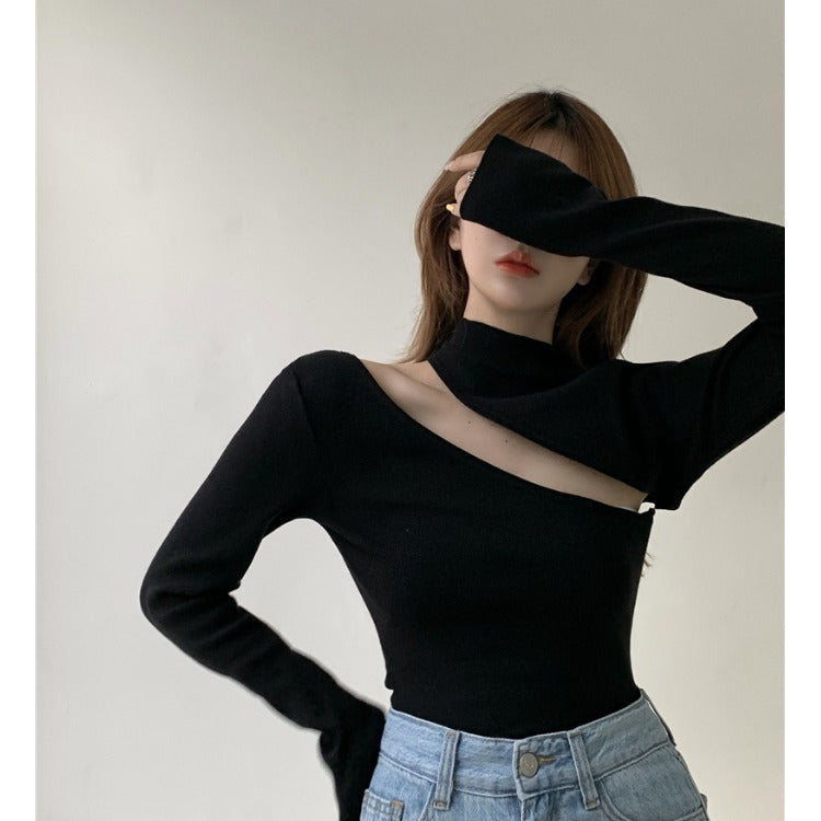 Real shot hollowed out sweater women top