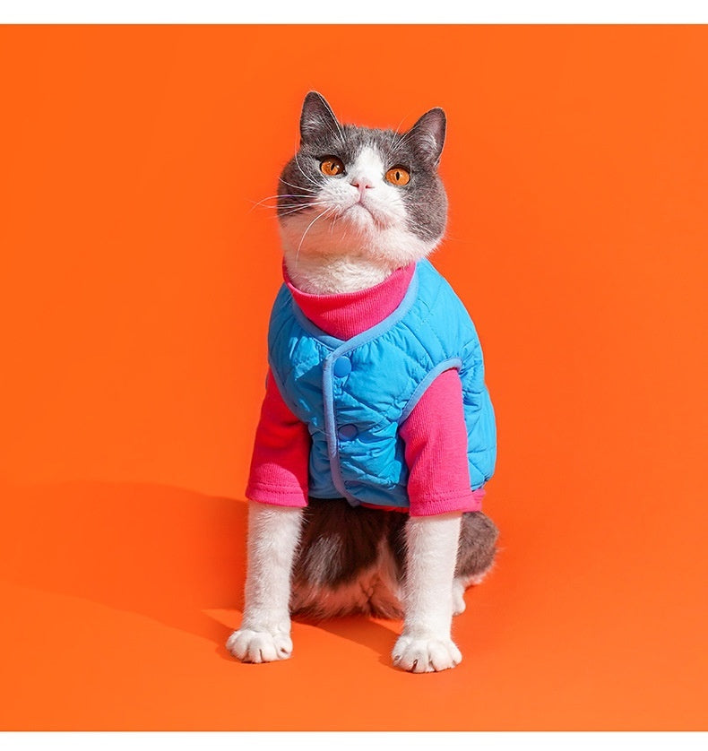 Polar Fleece Winter Warm Breasted Vest Cat Pet Clothes