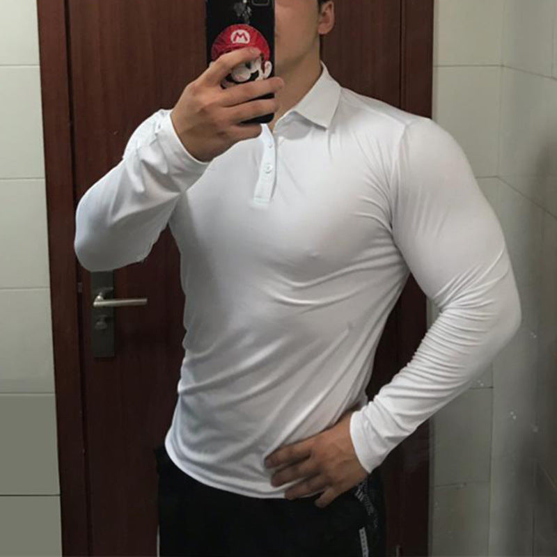 Men's Long Sleeve Stand Collar POLO Shirt