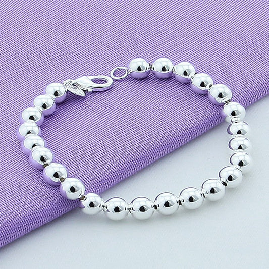 925 Silver Bracelet Plated Beads 6mm Style