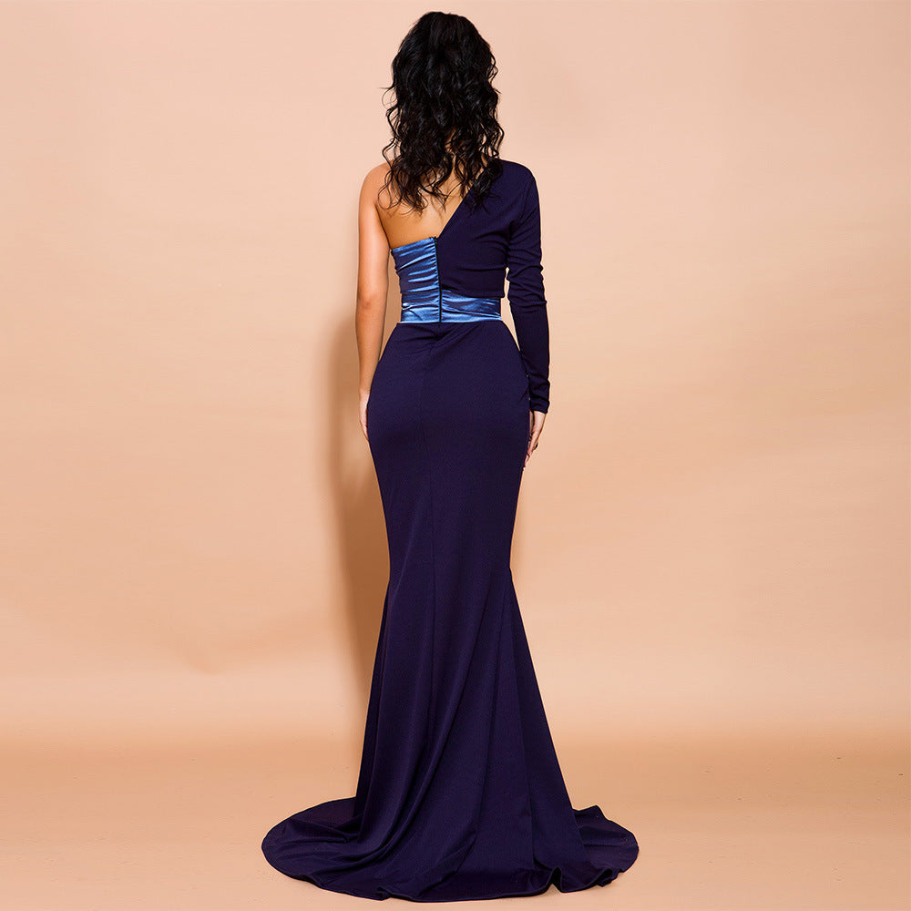 Matching color long dinner party dress