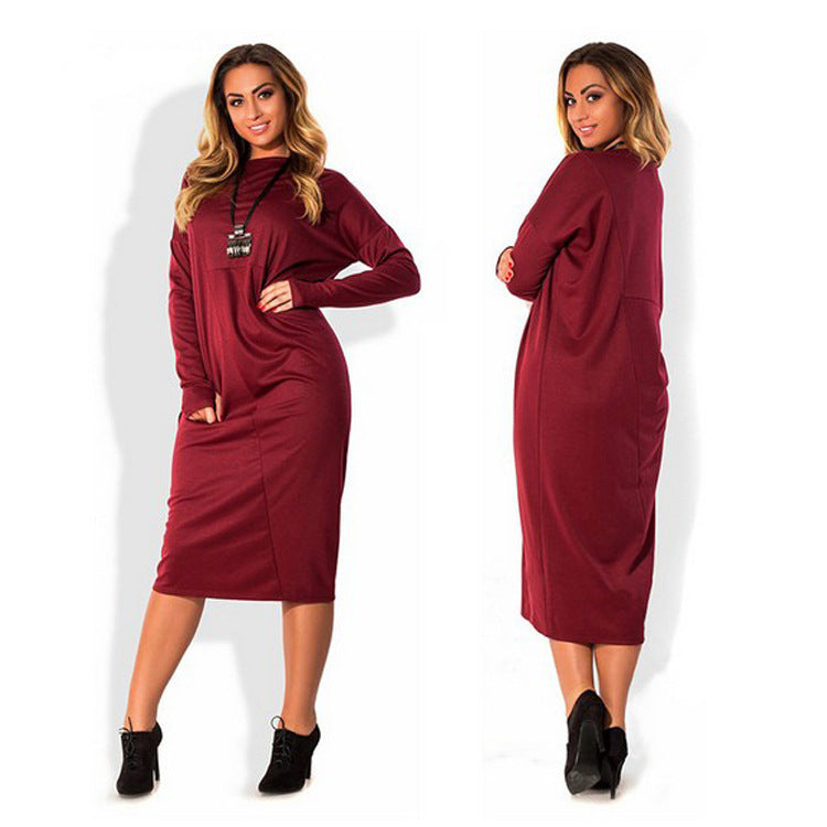 Plus size women's long sleeve dress