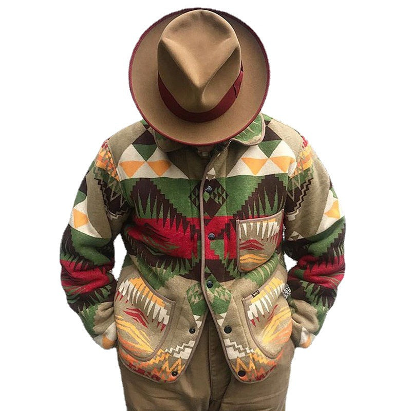 European And American Autumn New Men's Jacket Printed Colored Casual Coat