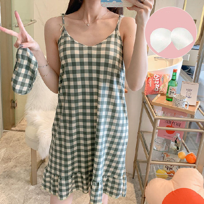 Summer Suspender Nightdress Women''s Bra Pajamas  Pure Cotton