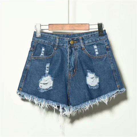 Loose Jean Shorts For Women Summer High Waist Hole