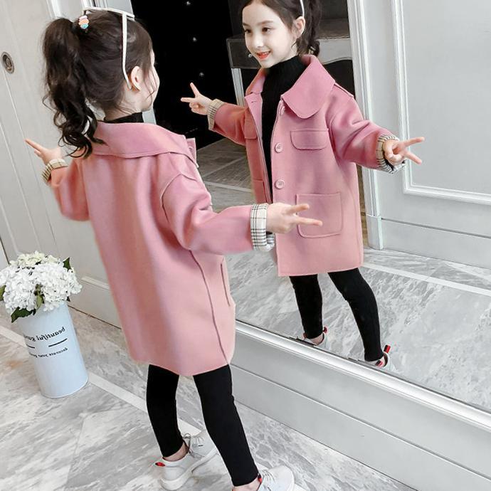 Children's Clothing Girls Thick Woolen Overcoat Winter Clothes