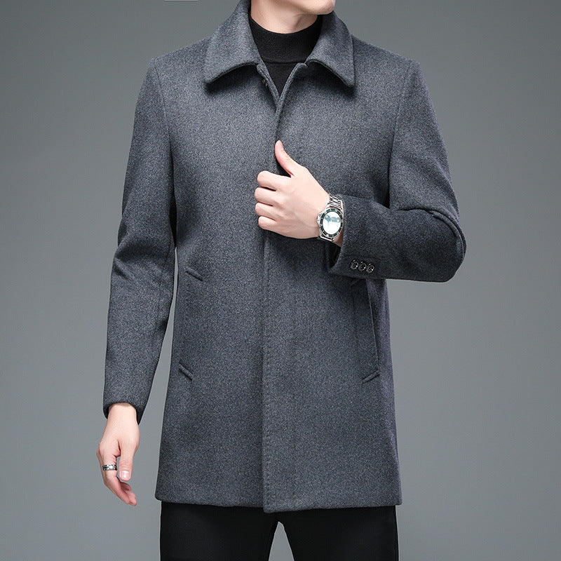 Trench Coat Mid-length Long Sleeve Lapel Korean Style Casual Jacket