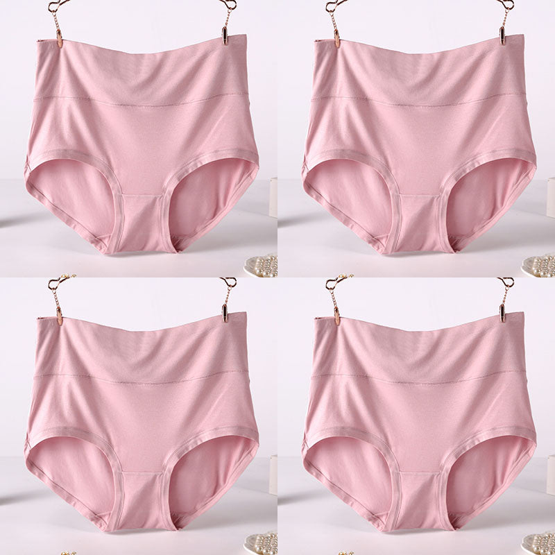 Women Underwear Soft Viscose Solid Color High Waist Panties 4pcs A Lot