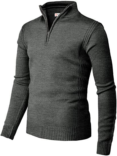 Men's Casual Slim Pullover Knit Zipper Stand Collar Polo Shirt