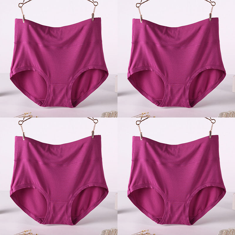 Women Underwear Soft Viscose Solid Color High Waist Panties 4pcs A Lot