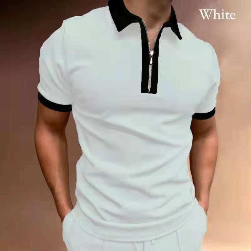 New Style POLO Shirt Zipper Knitted Jacquard Men's T-shirt Top