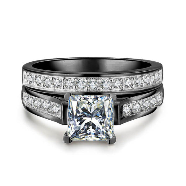 Men And Women Simple Fashion Zircon Ring Set