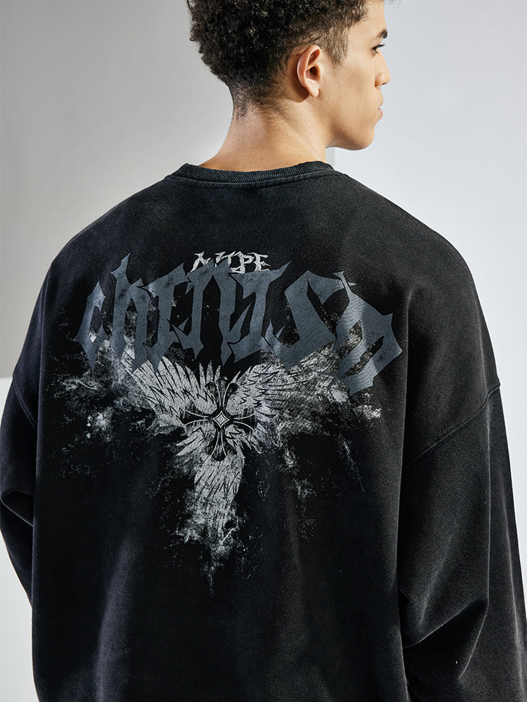 Cross Creative  Printing Crew Neck Sweater Men