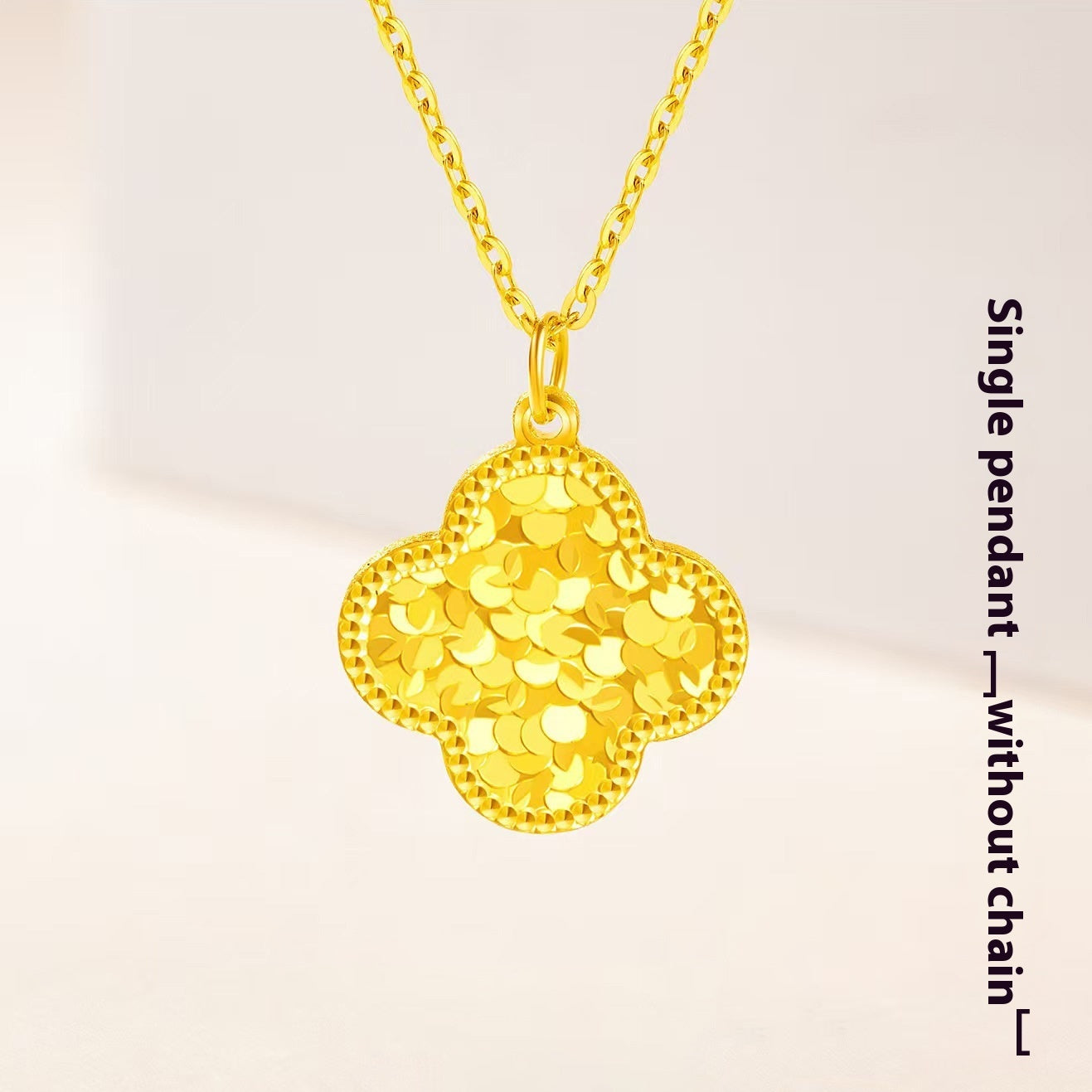 Crushed Ice Gold Four-leaf Clover Necklace