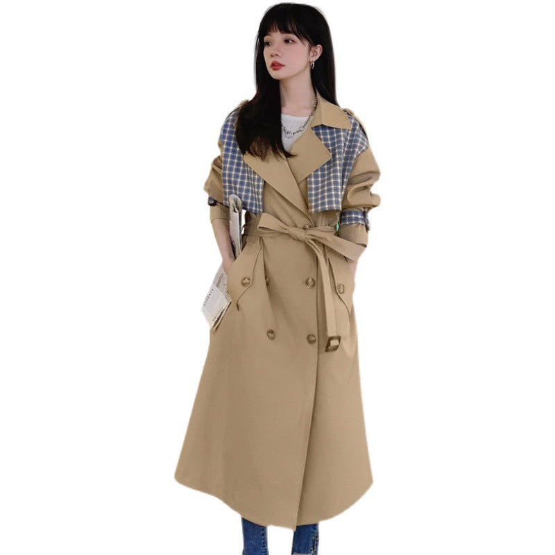 Women Plaid Stitching Popular Coat Jacket