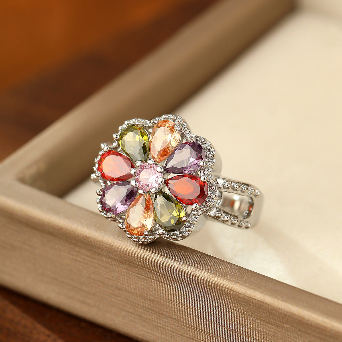 Fashion Color Zircon Ring Creative Ornament