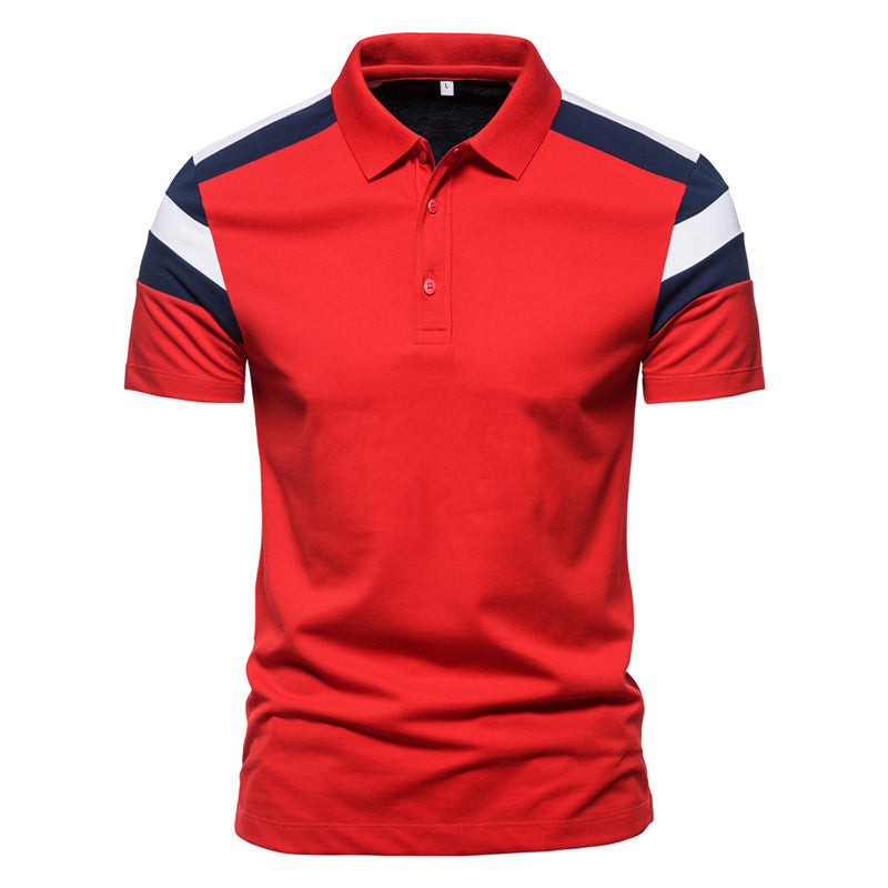 Men's Color Striped Stitching Polo Shirt