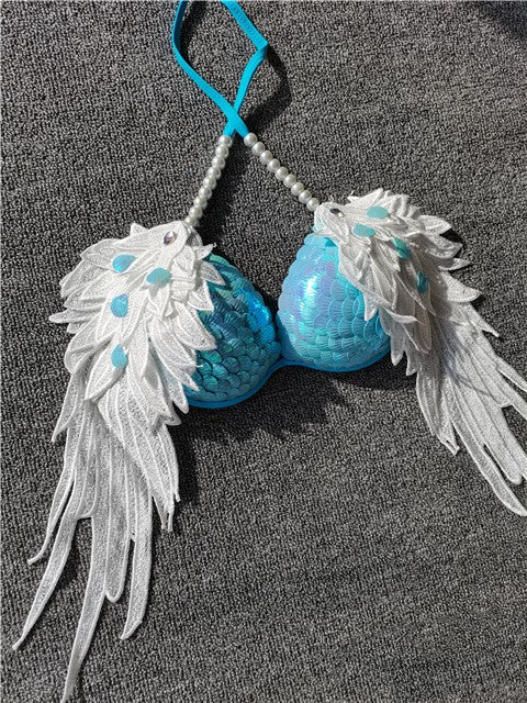 Handmade Sequined Mermaid Scale Bikini Lingerie